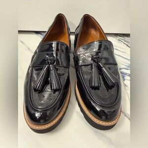 Franco Sarto Shiny Black Tassel Loafers